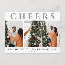 Modern Gott nytt år 3-foto med enkel Elegant Helg Vykort