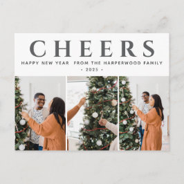 Modern Gott nytt år 3-foto med enkel Elegant Helg Vykort