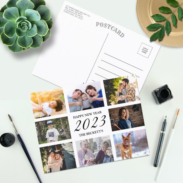 Modern Gott nytt år 8-fotosamling Helg Vykort (Skapare uppladdad)