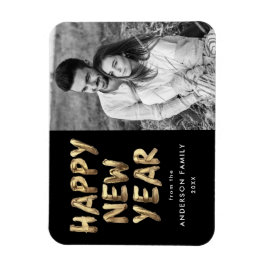 Modern Gott nytt år Black och Guld Photo Magnet