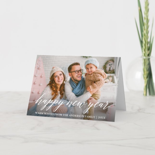 Modern Gott nytt år-foto-fetstil för kalligrafi Helgkort (Framsida)
