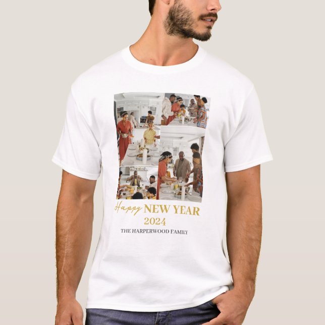 Modern Gott nytt år-foto med enkel Elegant T Shirt (Framsida)