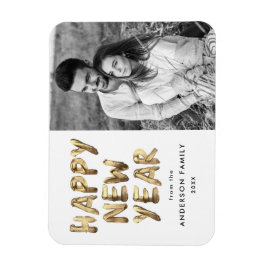 Modern Gott nytt år Guld-låtsat foto Magnet