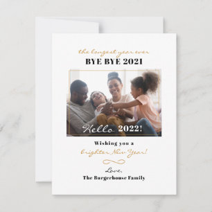 Modern Gott nytt år Hand-auktoriserat familjefoto Julkort