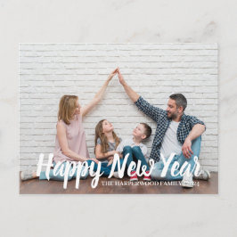 Modern Gott nytt år One-foto med enkel Elegant Helg Vykort