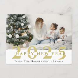 Modern Gott nytt år One-foto med enkel Elegant Helg Vykort