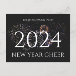 Modern Gott nytt år One-foto med enkel Elegant Helg Vykort