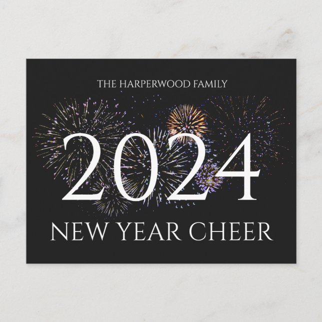 Modern Gott nytt år One-foto med enkel Elegant Helg Vykort (Framsida)