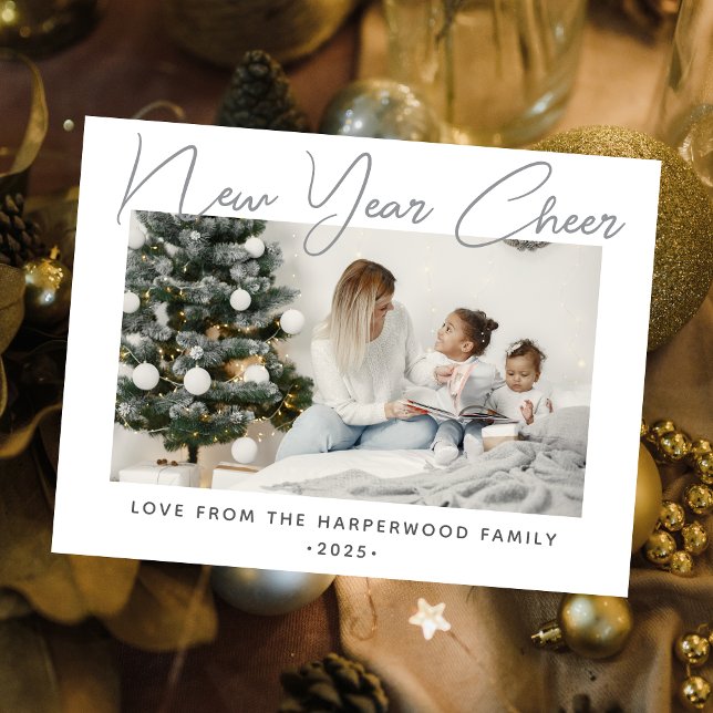 Modern Gott nytt år One-foto med enkel Elegant Helg Vykort (Skapare uppladdad)