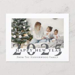 Modern Gott nytt år One-foto med enkel Elegant Helg Vykort