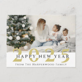 Modern Gott nytt år One-foto med enkel Elegant Helg Vykort