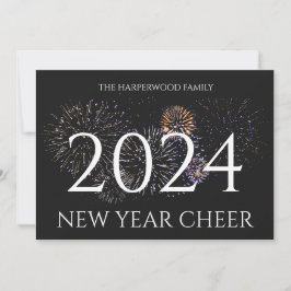 Modern Gott nytt år One-foto med enkel Elegant Julkort