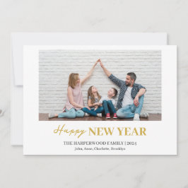 Modern Gott nytt år One-foto med enkel Elegant Julkort