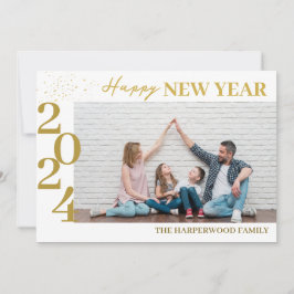 Modern Gott nytt år One-foto med enkel Elegant Julkort