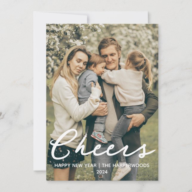 Modern Gott nytt år One-foto med enkel Elegant Julkort (Framsida)