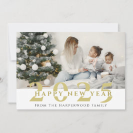 Modern Gott nytt år One-foto med enkel Elegant Julkort