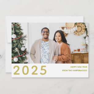 Modern Gott nytt år One-foto med enkel Elegant Julkort