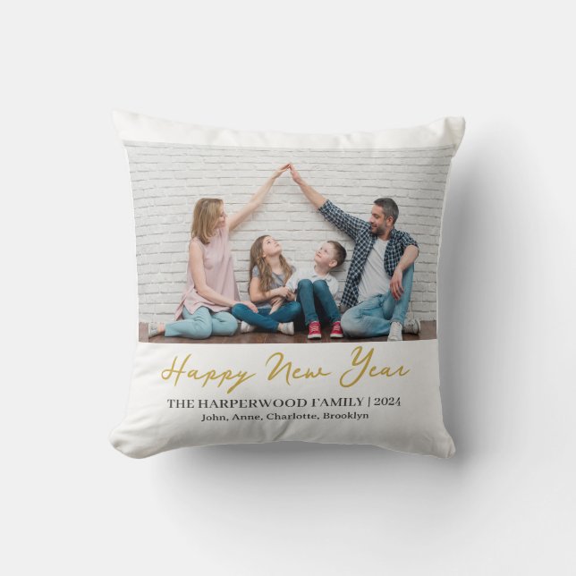 Modern Gott nytt år One-foto med enkel Elegant Kudde (Framsida)
