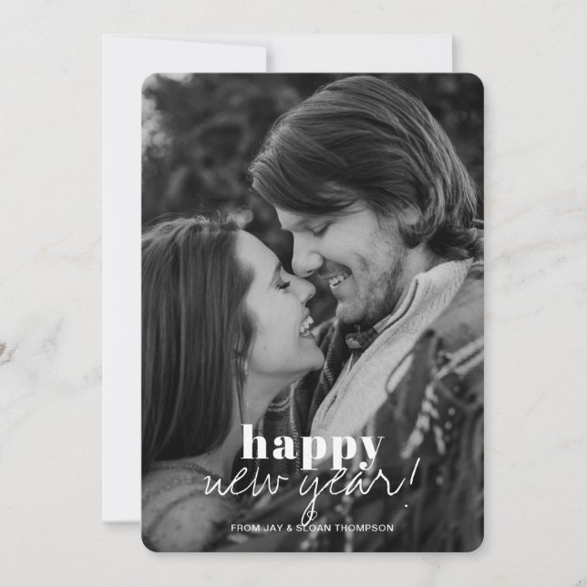 Modern Gott nytt år Photo Helgdag Julkort (Framsida)
