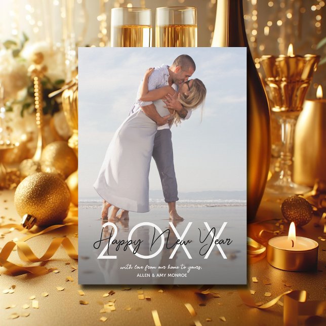 Modern Gott nytt år Photo Julkort (Modern Happy New Year Photo Holiday Greeting Cards)