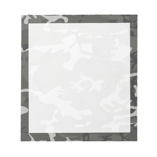 Modern Grå Abstrakt Camo Kamouflage Anteckningsblock (Framsida)