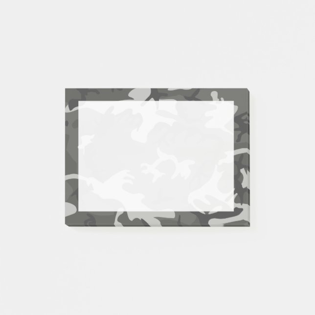 Modern Grå Abstrakt Camo Kamouflage Post-it Block (Framsida)