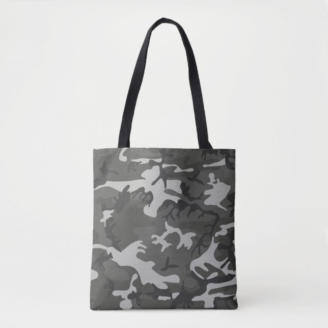 Modern Grå Abstrakt Camo Kamouflage Tygkasse (Framsida)