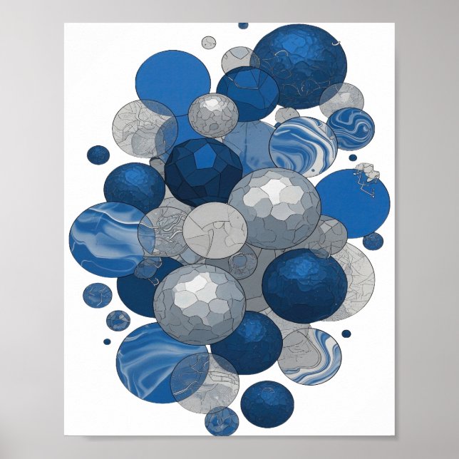 Modern Grå BLÅ OCH VITA KULOR Design Poster (Framsidan)