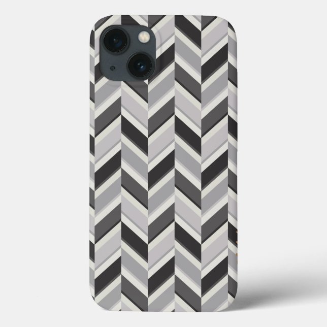 Modern grå chevron geometrisk mönster monogram (Baksida)