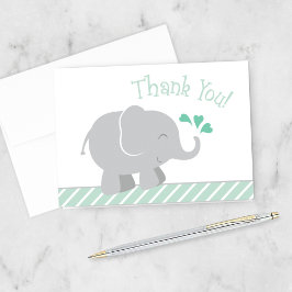 Modern Grå Elefant Bebis-babyshower Tack Kort