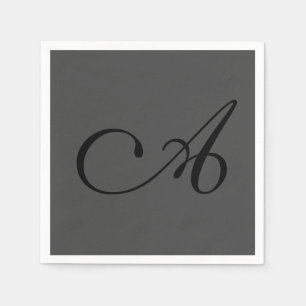Modern Grå Enkel Monogram Lägg Till Ditt Namn Init Pappersservett