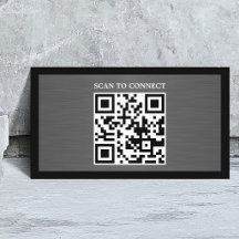 Modern Grå Falsk Metall Svart QR-kod Fet
