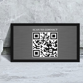 Modern Grå Falsk Metall Svart QR-kod Fet Visitkort