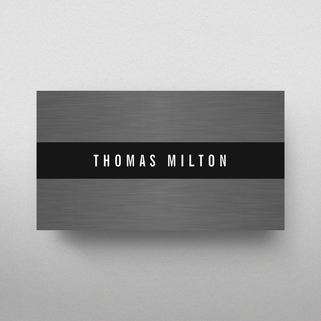 Modern Grå Falskt Metall Svart Rand Konsult Visitkort (Skapare uppladdad)