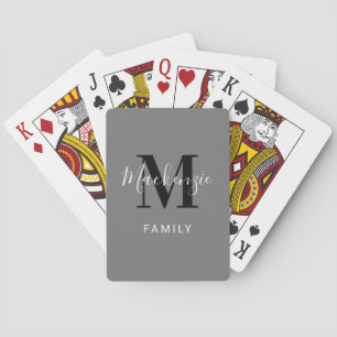 Modern Grå Familj Monogram Anpassad Casinokort
