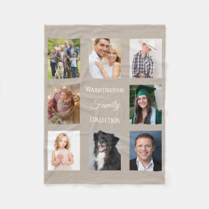 Modern grå familjefoto Monogram Fläskfiltar Fleecefilt