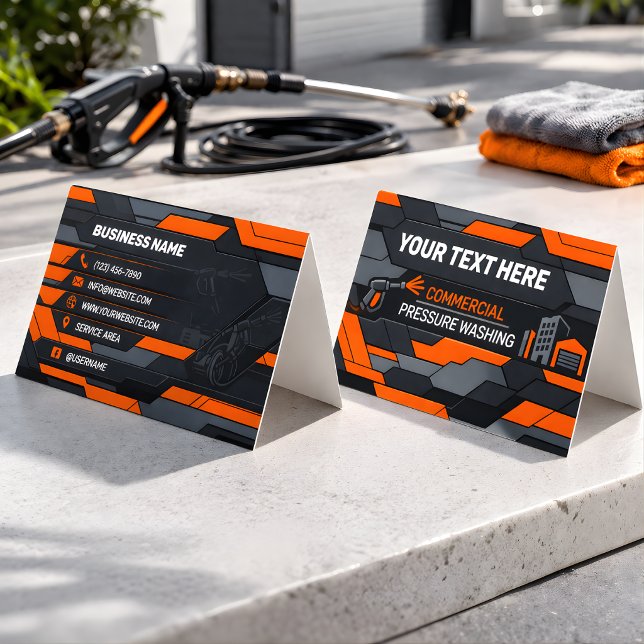 Modern grå geometrisk logodesign för Power Wash Visitkort (Skapare uppladdad)