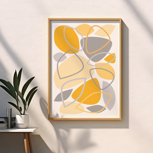 Modern grå gul abstrakt mönster poster (Skapare uppladdad)