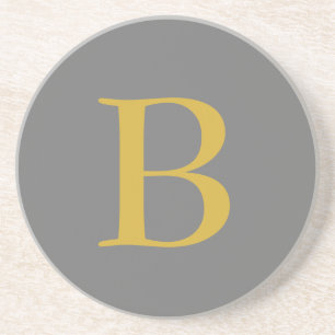 Modern Grå Guld Färg Monogram Lägg Till Namn Initi Underlägg