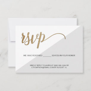 Modern Grå Guld RSVP ej postutskick Reserverad pla OSA Kort