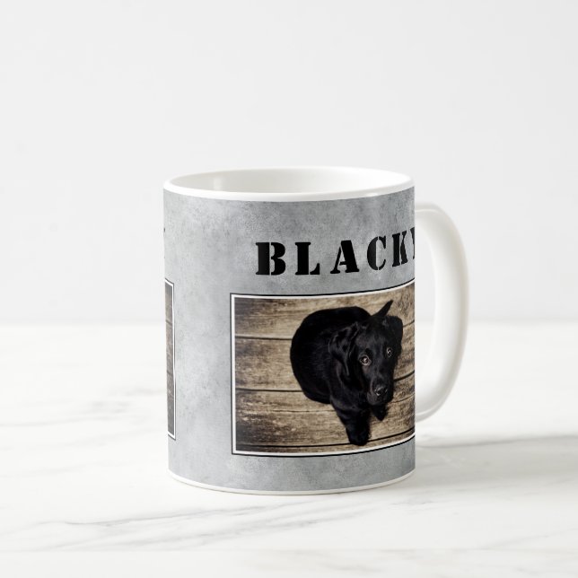 Modern Grå Hund Djur Namn Foto Kaffemugg (Framsida höger)