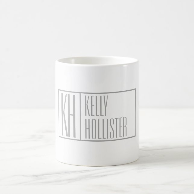 Modern grå initialer och namnlogotyp kaffemugg (Center)