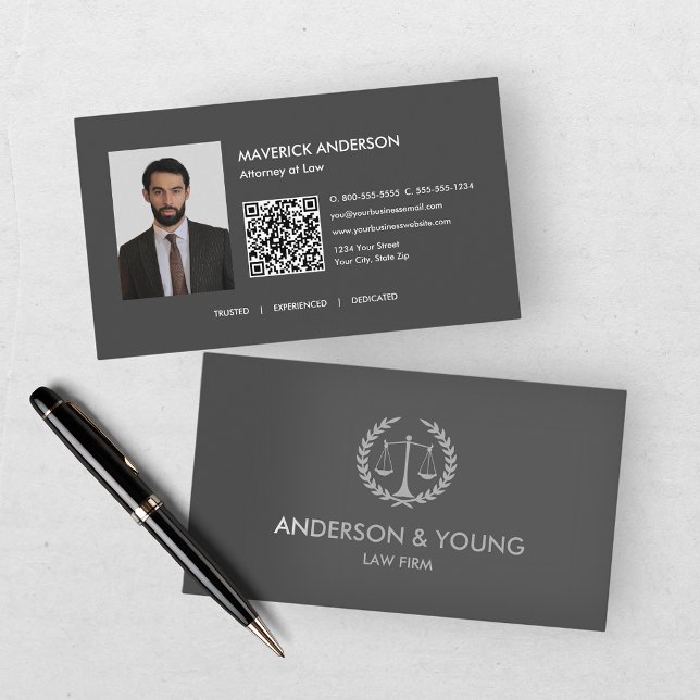 Modern grå jurist professionell foto visitkort (Skapare uppladdad)