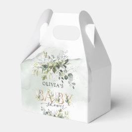 Modern grå leafy guld brev babydusch presentaskar