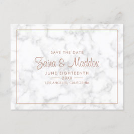 Modern grå marmor med roséguld Save the Date Meddelande Vykort