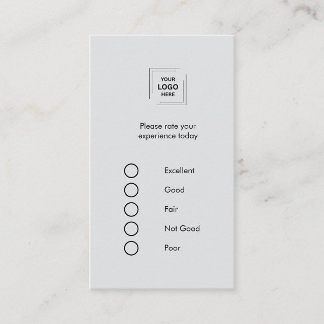 Modern grå minimal återkopplingsundersökning stil visitkort (Framsida)