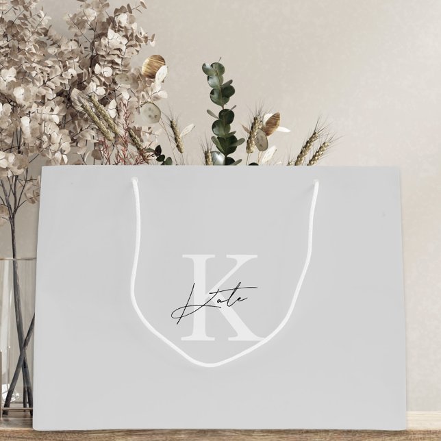 Modern grå monogram brudtärna förslagspresentväska (Skapare uppladdad)