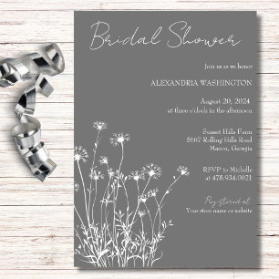 Modern grå och vit bröllopsdusch för bruden inbjudningar