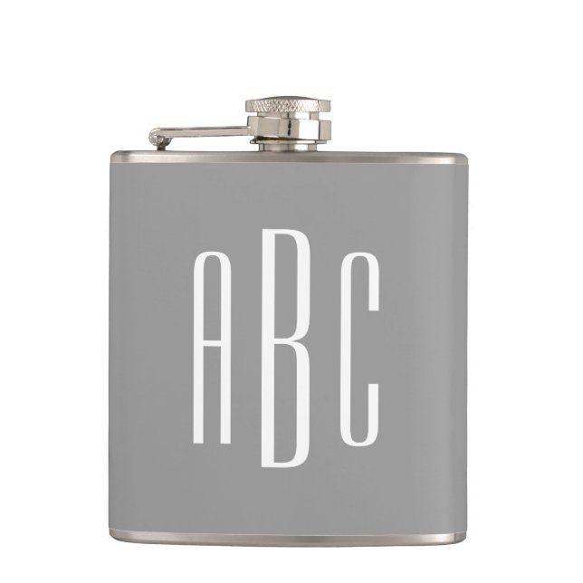 Modern grå och vit enkel tresiffrig monogram fickplunta (Framsidan)