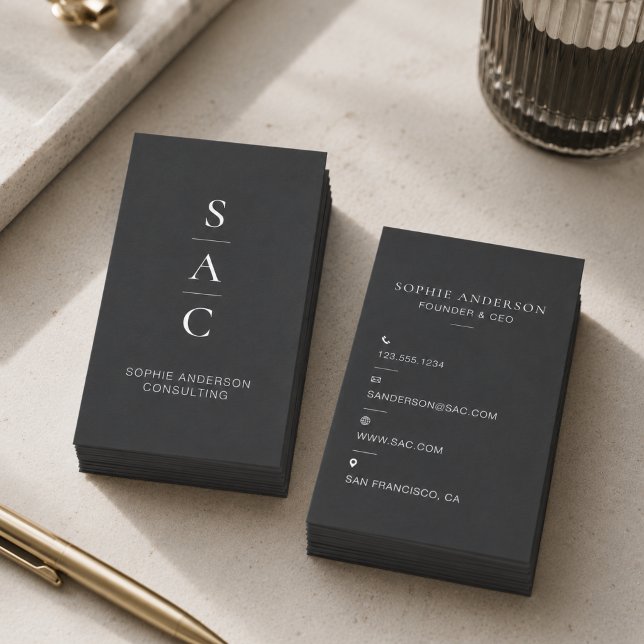 Modern Grå Professionell Konsult Vertikal Visitkort (Modern Gray Professional Consultant Vertical Business Card)